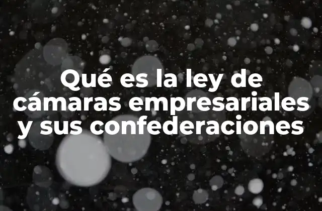 Qué es la Ley de Cámaras Empresariales y Sus Confederaciones