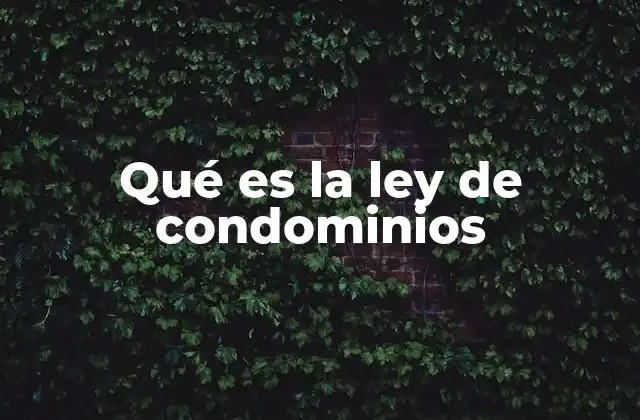 Qué es la Ley de Condominios