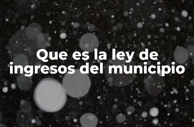Que es la Ley de Ingresos Del Municipio