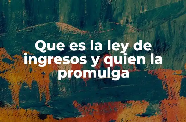 Que es la Ley de Ingresos y Quien la Promulga