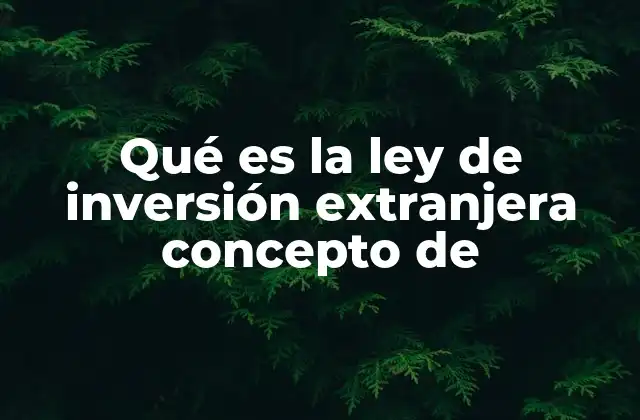 Qué es la Ley de Inversión Extranjera Concepto de