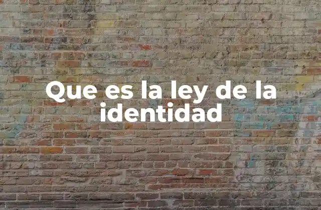 Que es la Ley de la Identidad