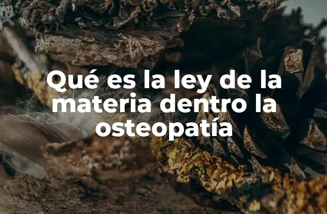 Qué es la Ley de la Materia Dentro la Osteopatía