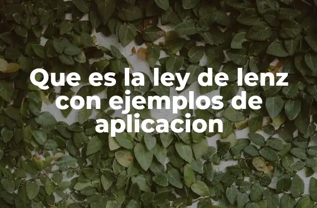Que es la Ley de Lenz con Ejemplos de Aplicacion