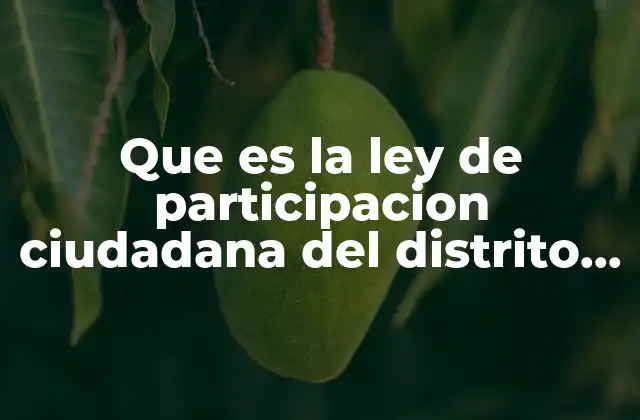 Que es la Ley de Participacion Ciudadana Del Distrito Federal