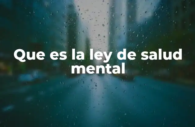 Que es la Ley de Salud Mental
