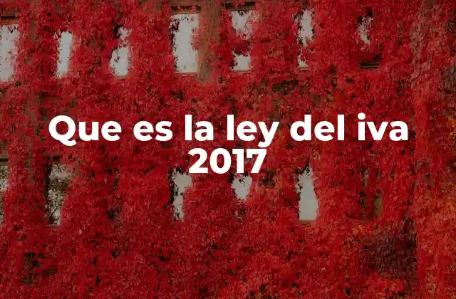 Que es la Ley Del Iva 2017