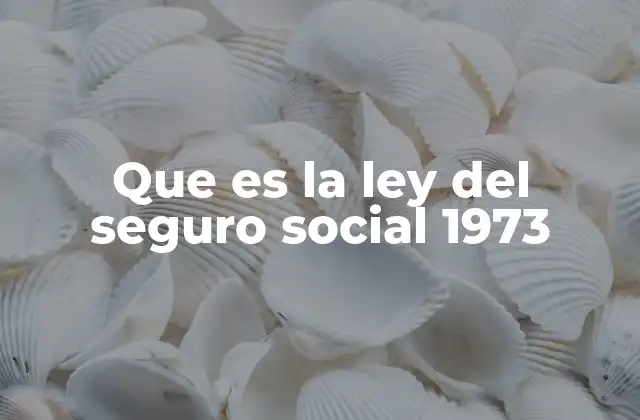 Que es la Ley Del Seguro Social 1973