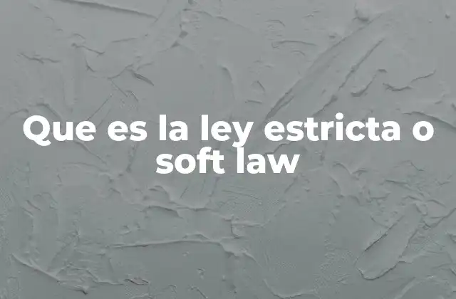 Que es la Ley Estricta o Soft Law