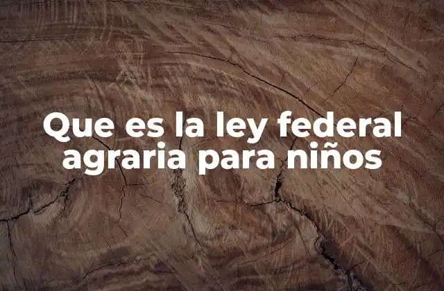 Que es la Ley Federal Agraria para Niños