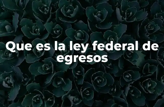 Que es la Ley Federal de Egresos