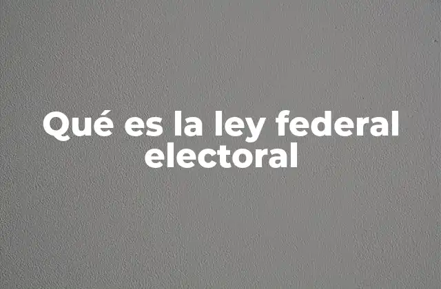 Qué es la Ley Federal Electoral