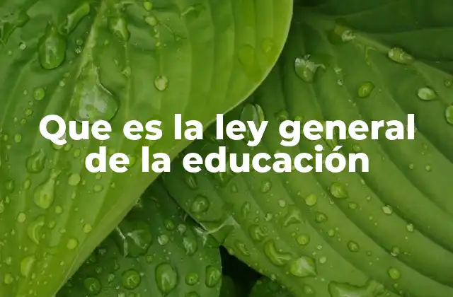 Que es la Ley General de la Educación 2 El marco legal que define el sistema educativo