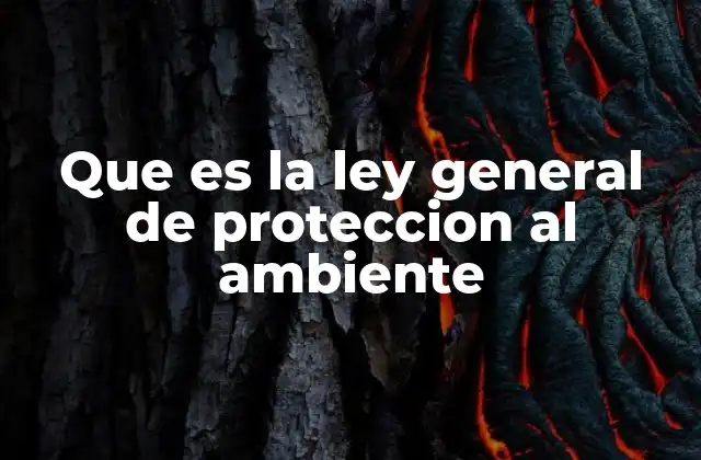 Que es la Ley General de Proteccion Al Ambiente