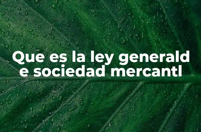 Que es la Ley Generald e Sociedad Mercantl