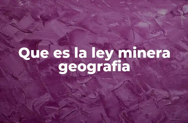 Que es la Ley Minera Geografia