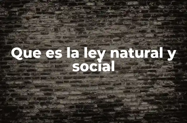 Que es la Ley Natural y Social