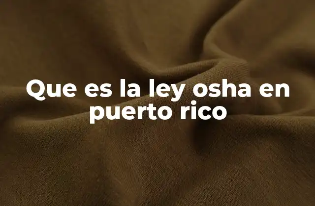 Que es la Ley Osha en Puerto Rico 2 Cómo se aplica la normativa de seguridad laboral en Puerto Rico