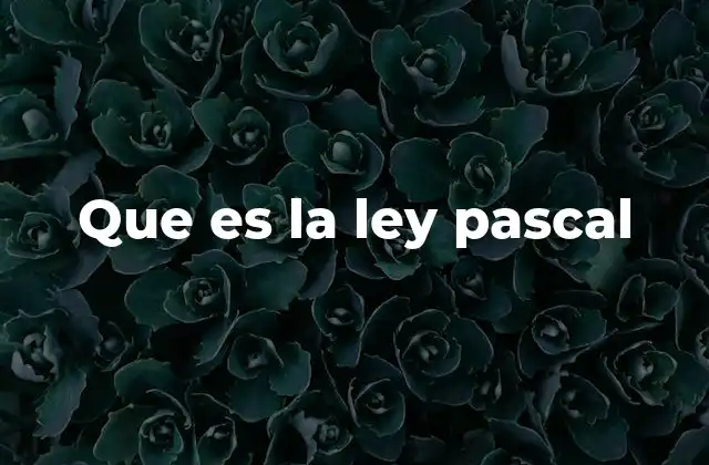 Que es la Ley Pascal