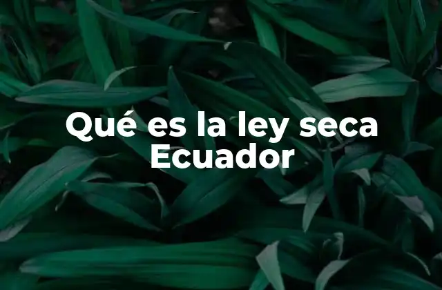 Qué es la Ley Seca Ecuador