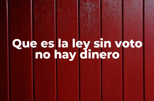 Que es la Ley sin Voto No Hay Dinero