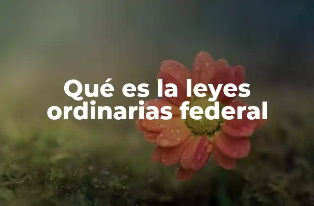Qué es la Leyes Ordinarias Federal