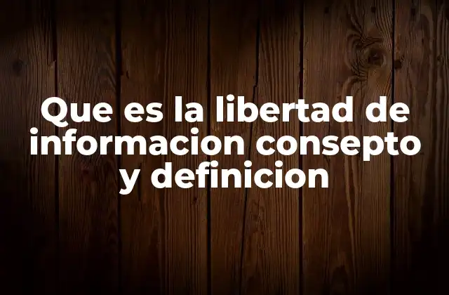 Que es la Libertad de Informacion Consepto y Definicion