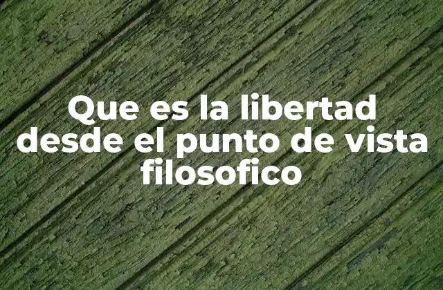 Que es la Libertad desde el Punto de Vista Filosofico