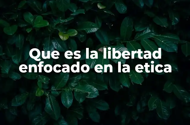 Que es la Libertad Enfocado en la Etica