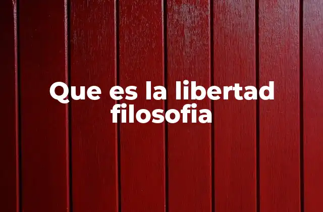 Que es la Libertad Filosofia
