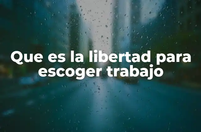 Que es la Libertad para Escoger Trabajo