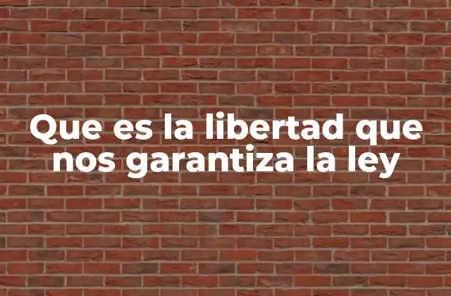 Que es la Libertad que Nos Garantiza la Ley