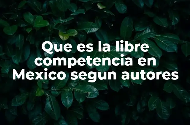 Que es la Libre Competencia en Mexico Segun Autores