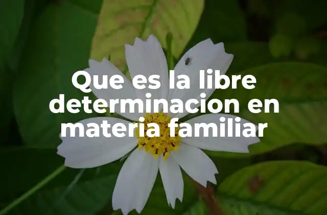 Que es la Libre Determinacion en Materia Familiar