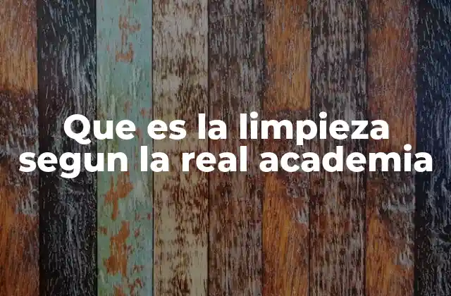 Que es la Limpieza Segun la Real Academia
