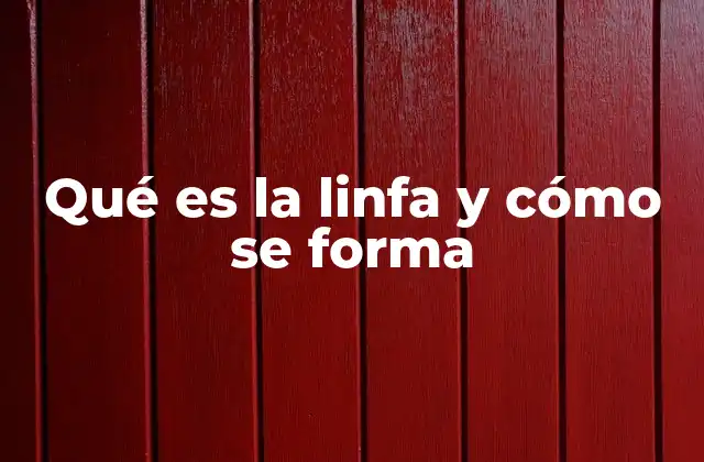 Qué es la Linfa y Cómo Se Forma