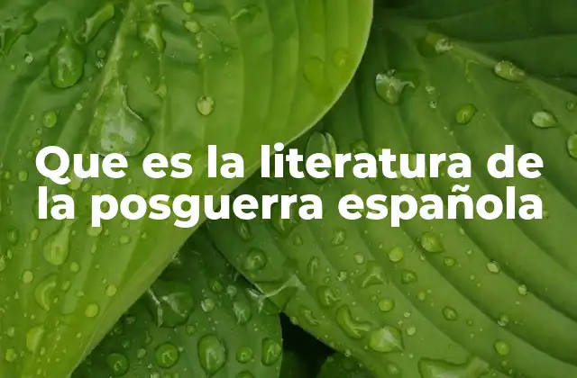 Que es la Literatura de la Posguerra Española