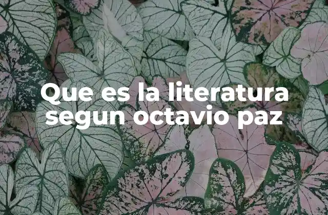 Que es la Literatura Segun Octavio Paz