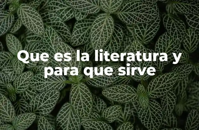 Que es la Literatura y para que Sirve