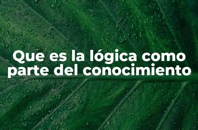 Que es la Lógica como Parte Del Conocimiento