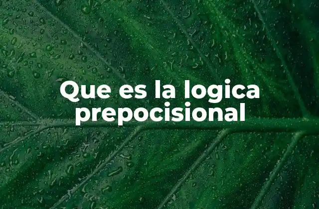 Que es la Logica Prepocisional