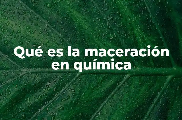 Qué es la Maceración en Química