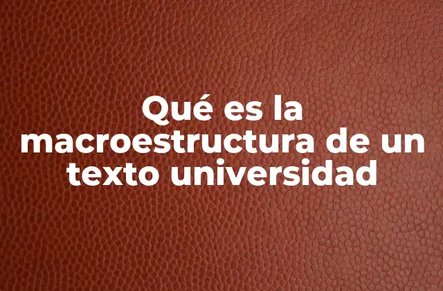 Qué es la Macroestructura de un Texto Universidad