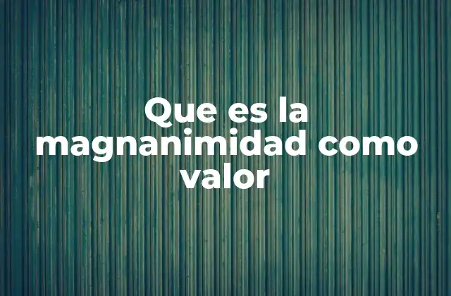 Que es la Magnanimidad como Valor