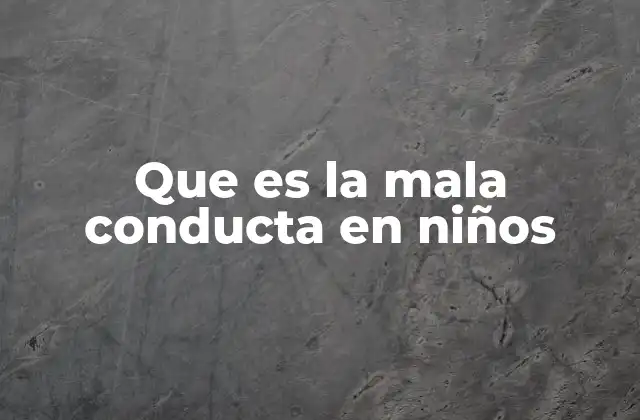 Que es la Mala Conducta en Niños