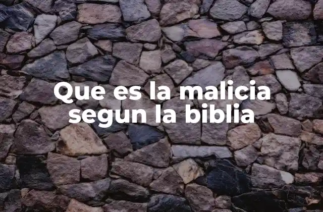 Que es la Malicia Segun la Biblia