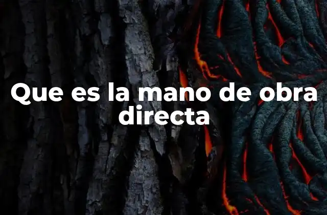 Que es la Mano de Obra Directa