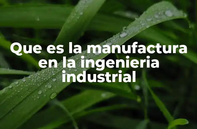 Que es la Manufactura en la Ingenieria Industrial