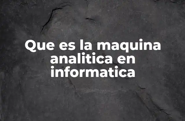 Que es la Maquina Analitica en Informatica