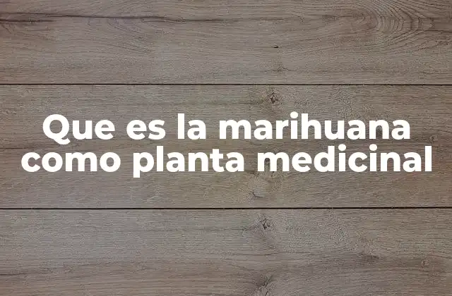 Que es la Marihuana como Planta Medicinal